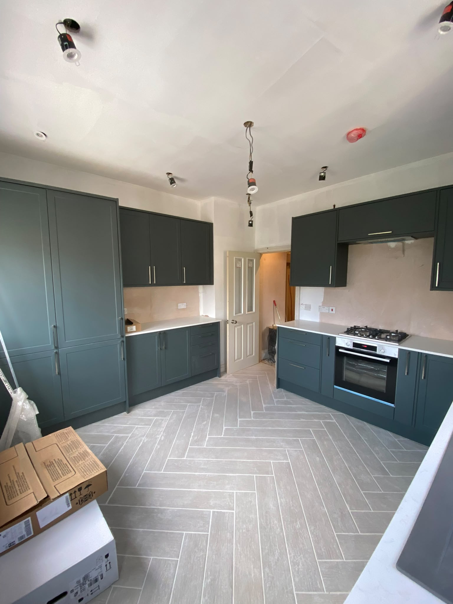 New dark-grey kitchen nearing completion