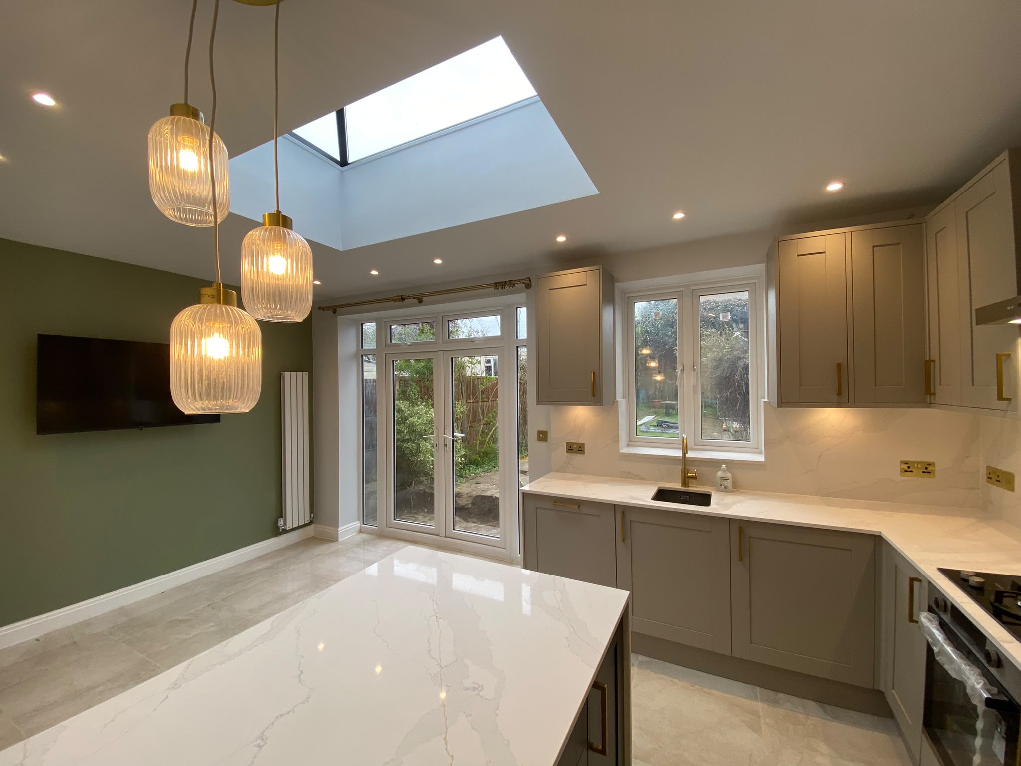 Completed open-plan kitchen extension in Wallington