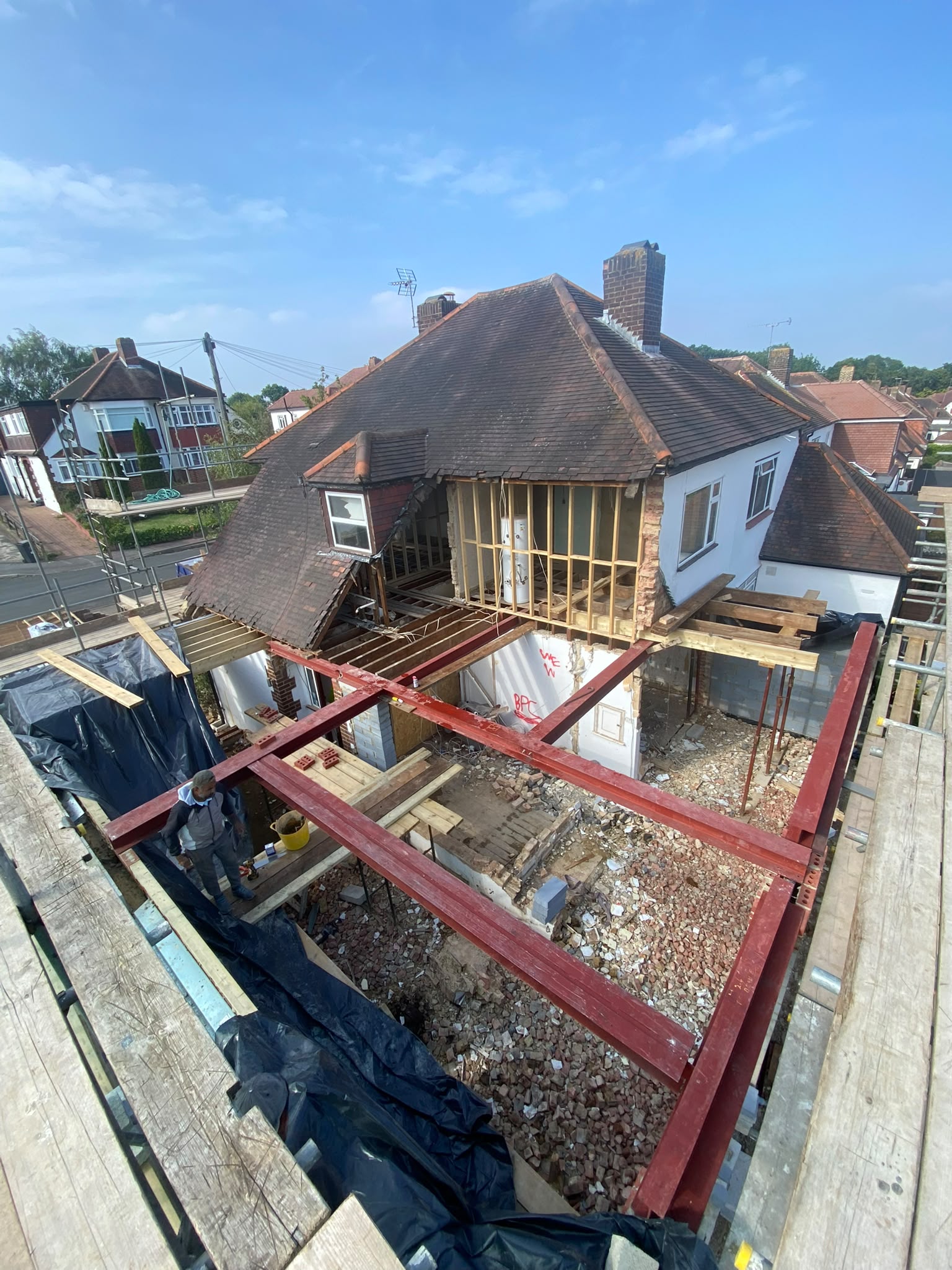 West Wickham property during structural extension work