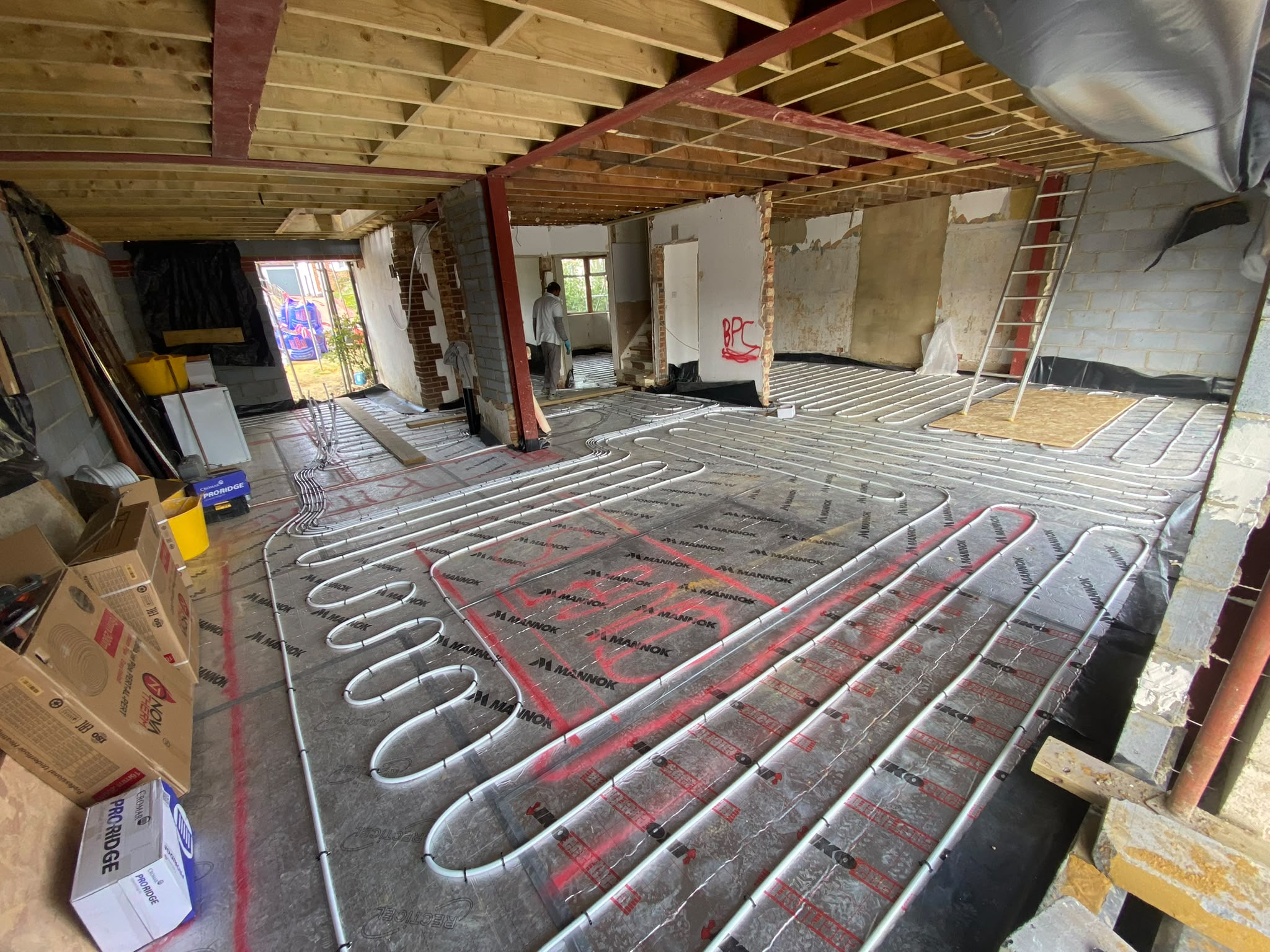Underfloor heating installed across the open-plan ground floor